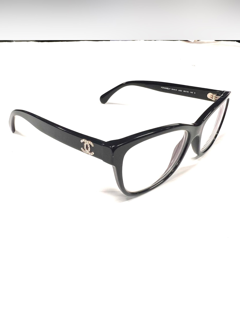 Chanel 3449B c.622  Eyeglasses Frames 55-16-140 Polished Black Made In Italy